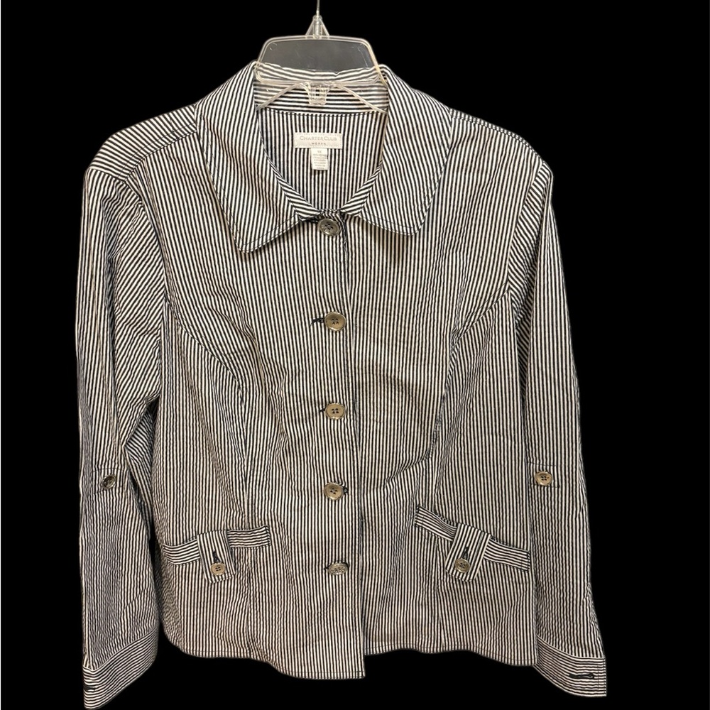 Preppy Women’s Navy Seersucker Jacket Size 1X